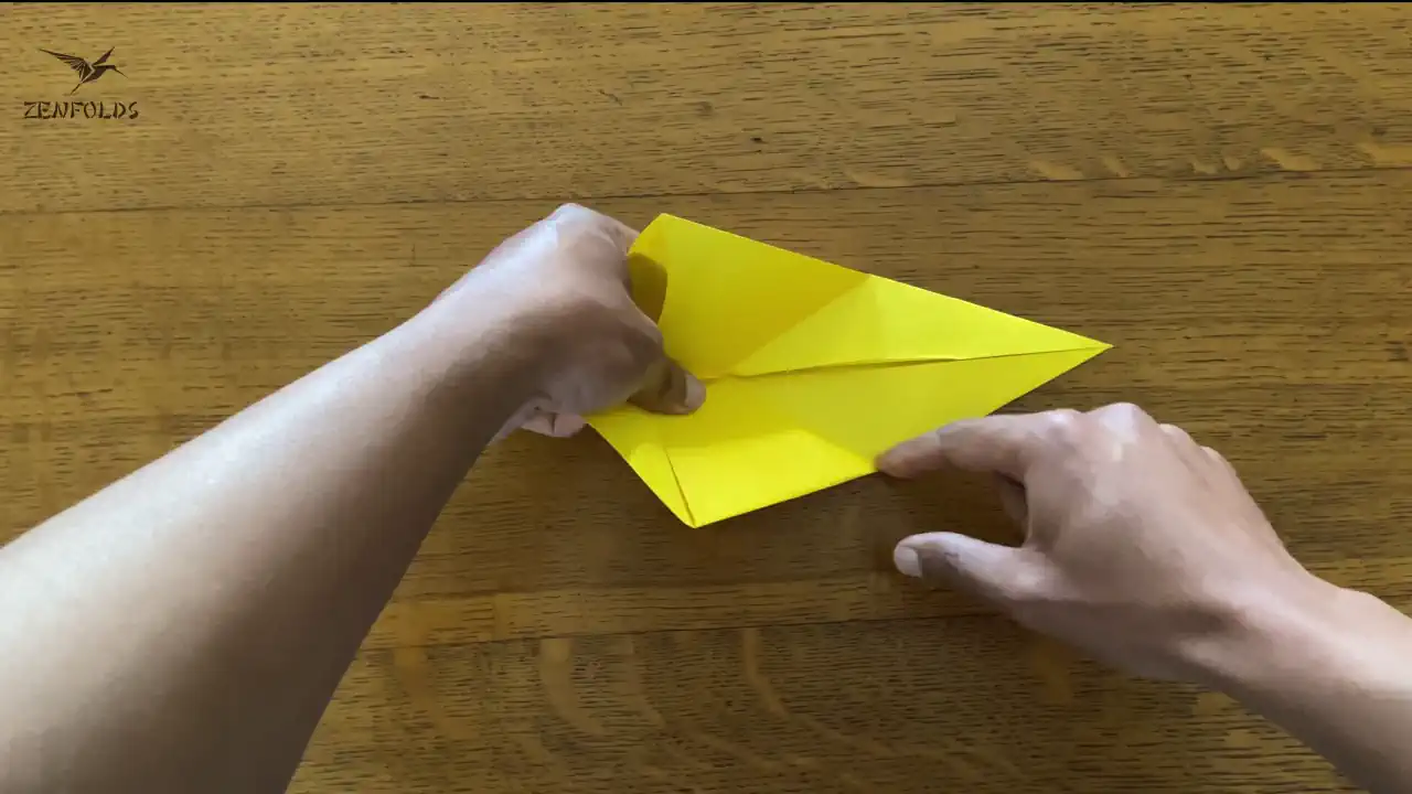 an origami inside reverse fold that is unfolded