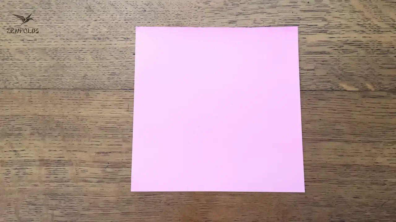 pink square origami sheet