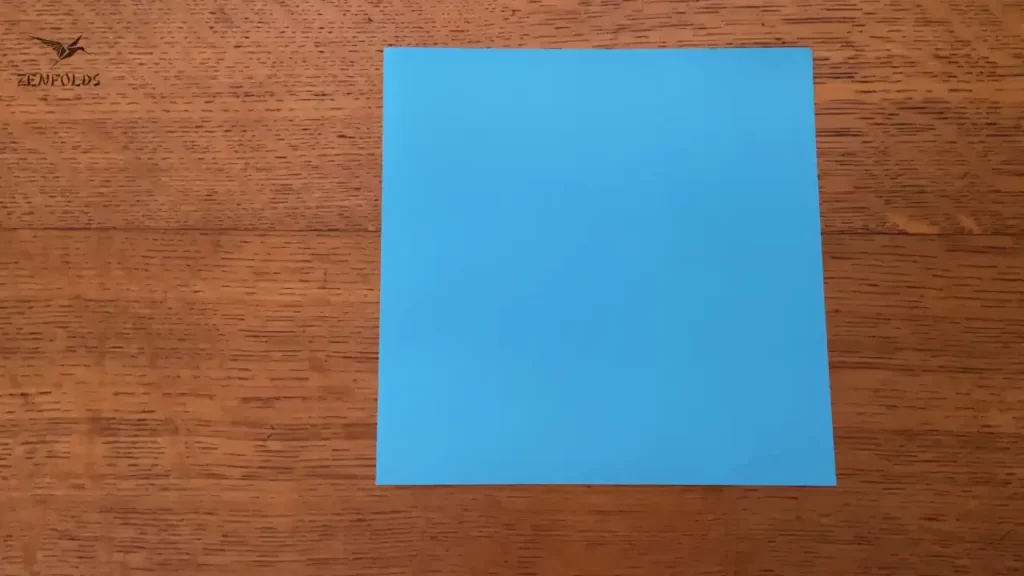 blue square origami sheet of paper