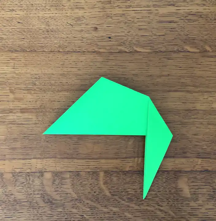 green origami outside reverse fold